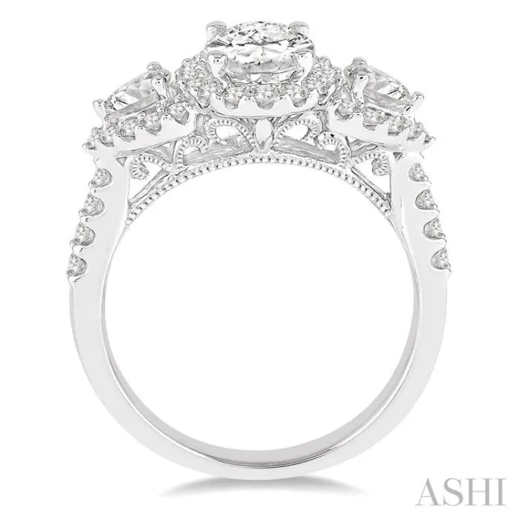 1 Ctw Diamond Semi-mount Engagement Ring in 14K White Gold