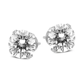 1 Ctw Round Solitaire Genuine Diamond Stud Earrings In 14K White Gold