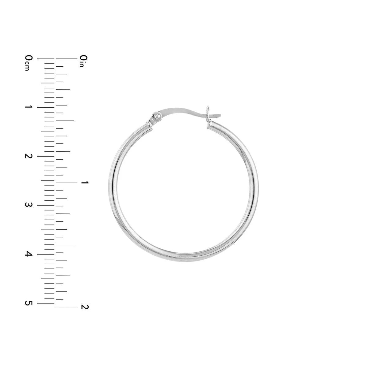 10K White Gold 2x30mm Hoop Earrings