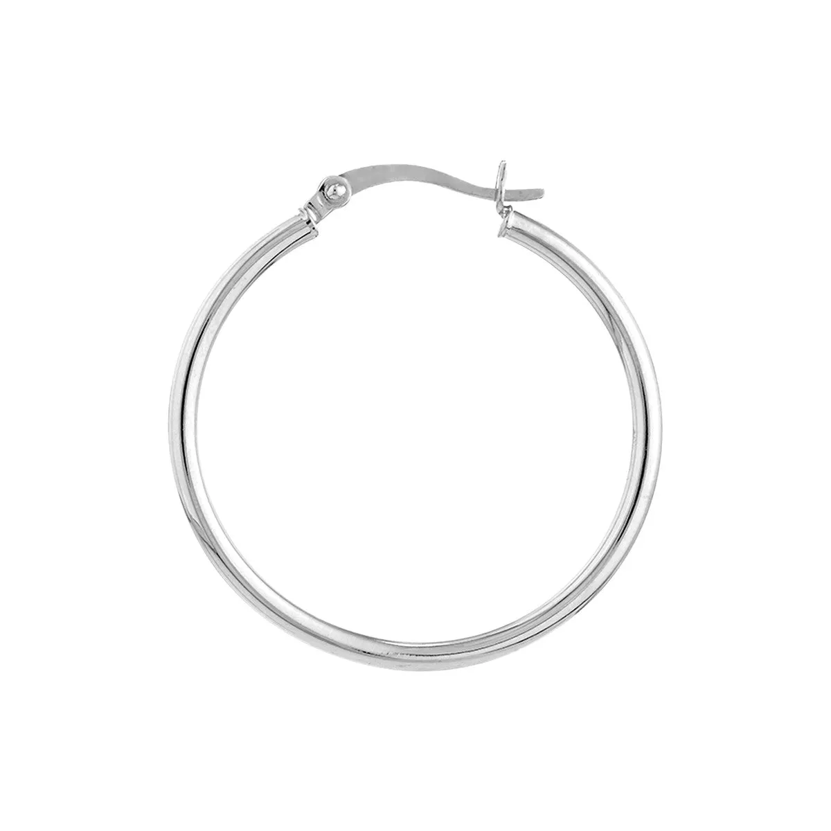 10K White Gold 2x30mm Hoop Earrings