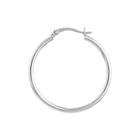 10K White Gold 2x30mm Hoop Earrings