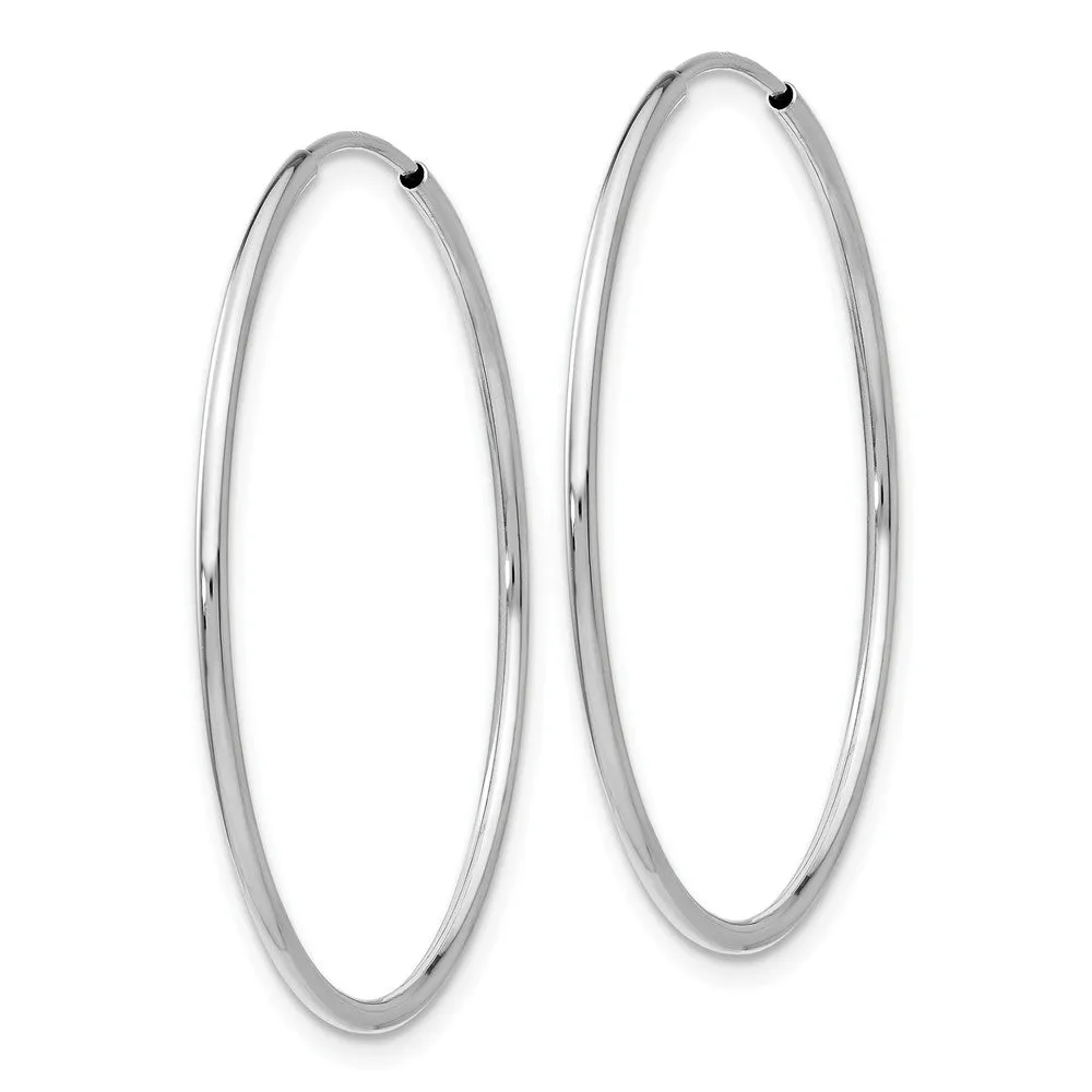 1.2mm x 35mm 14k White Gold Polished Endless Tube Hoop Earrings