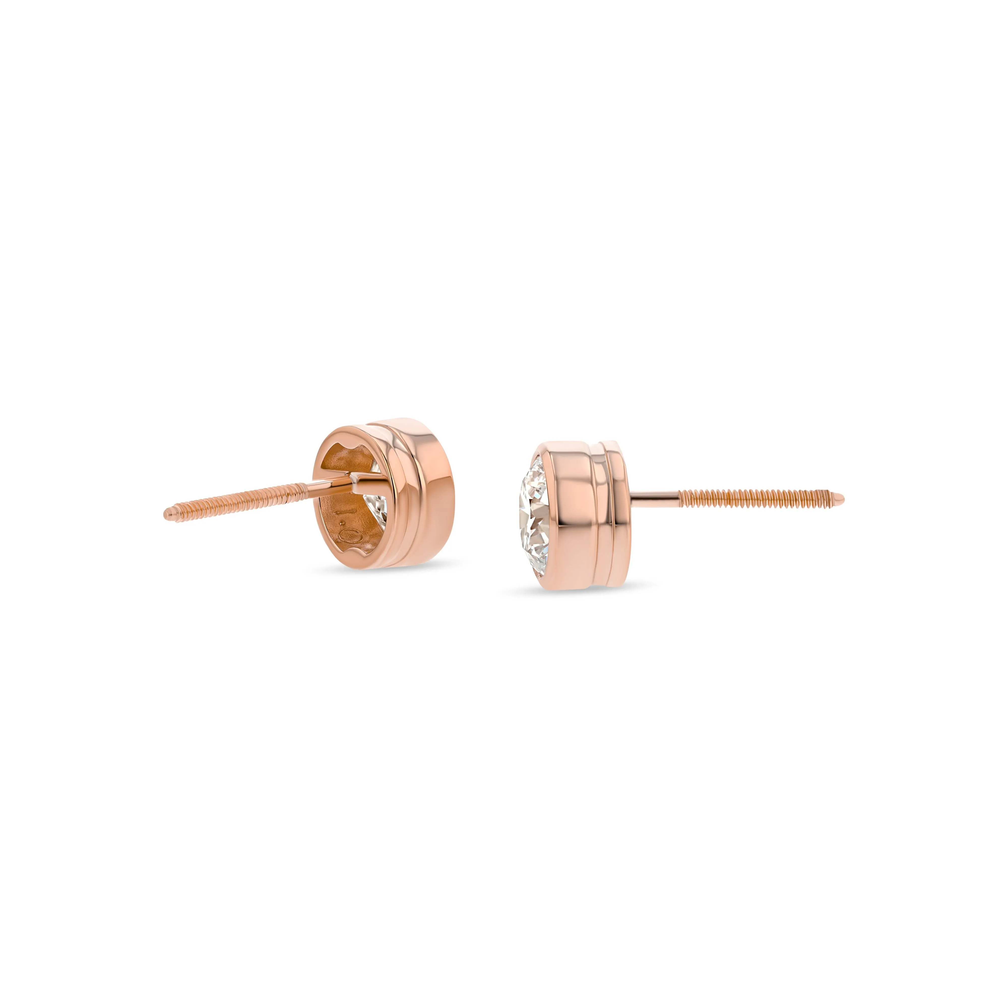 14k Rose Gold Bezel Set Round Brilliant Diamond Stud Earrings (0.52 Ct. T.w., Si1-si2 Clarity, J-k Color)