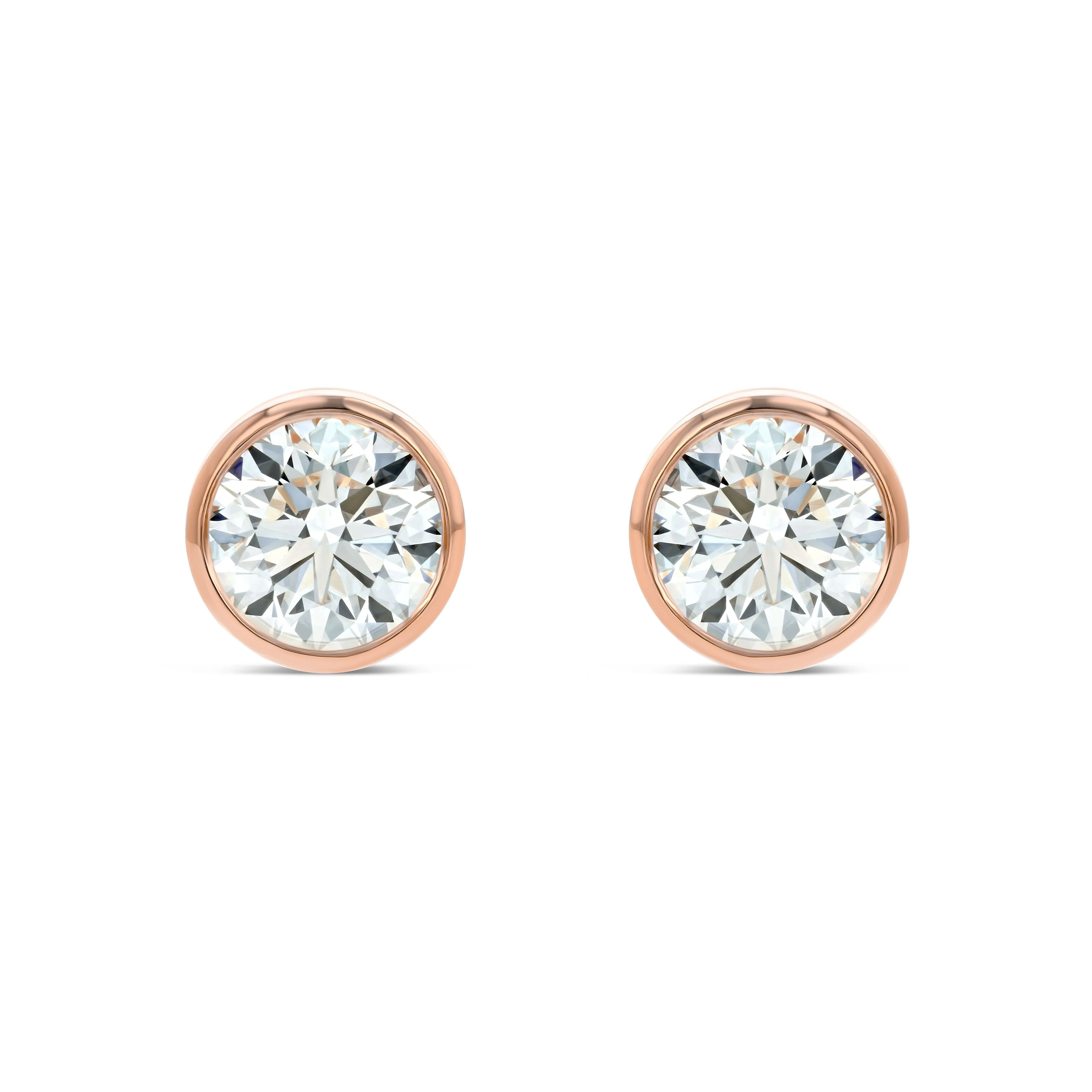 14k Rose Gold Bezel Set Round Brilliant Diamond Stud Earrings (0.52 Ct. T.w., Si1-si2 Clarity, J-k Color)