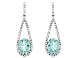 14K White Gold Aquamarine Dangle Earrings