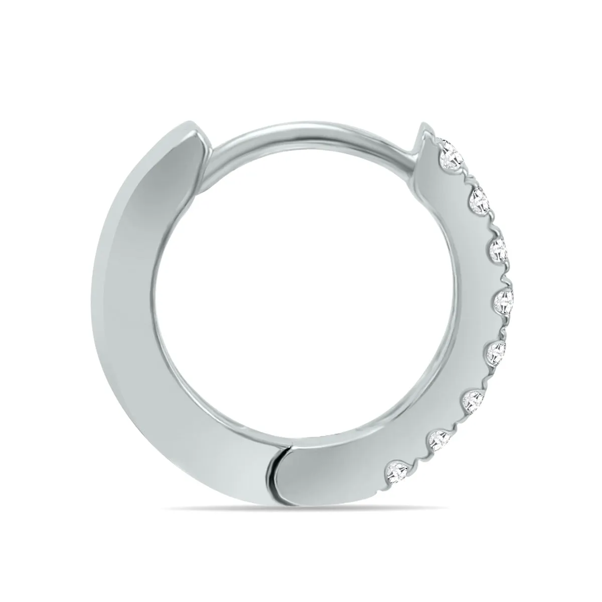 10K White Gold Small Diamond Huggie Hoop Earrings, 1/5 Carat Total Weight