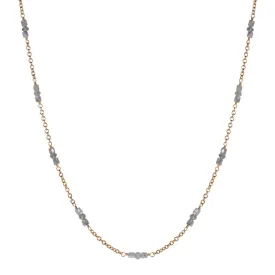 18K Gold Grey Diamond Station Chain