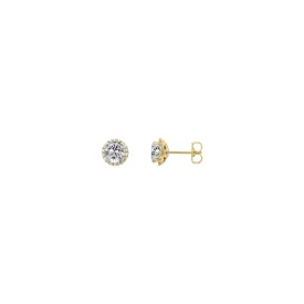 5 mm Round White Diamond Halo Stud Earrings