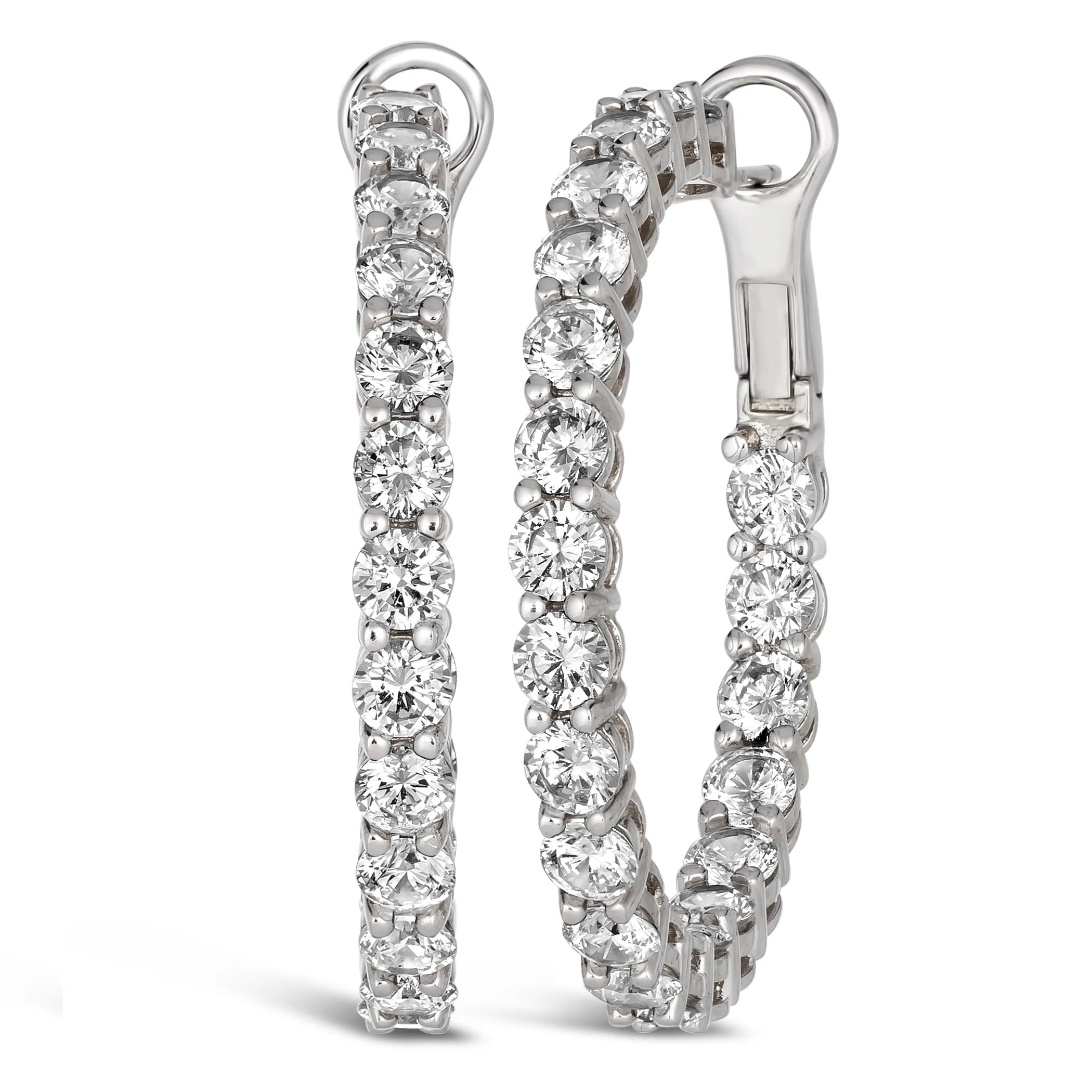 5.25 Carat Inside Out Shared Prong Hoops