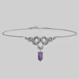 A DARK LURE. Snake & Amethyst Gemstone Chain Choker