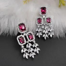 Aamrapali  Silver Plated  American  Diamond  Dangler  Earrings