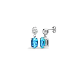 AQUAMARINE DROP EARRINGS IN 9K WHITE GOLD