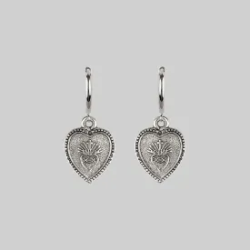 ARDOUR. Sacred Heart Hoop Earrings - Silver