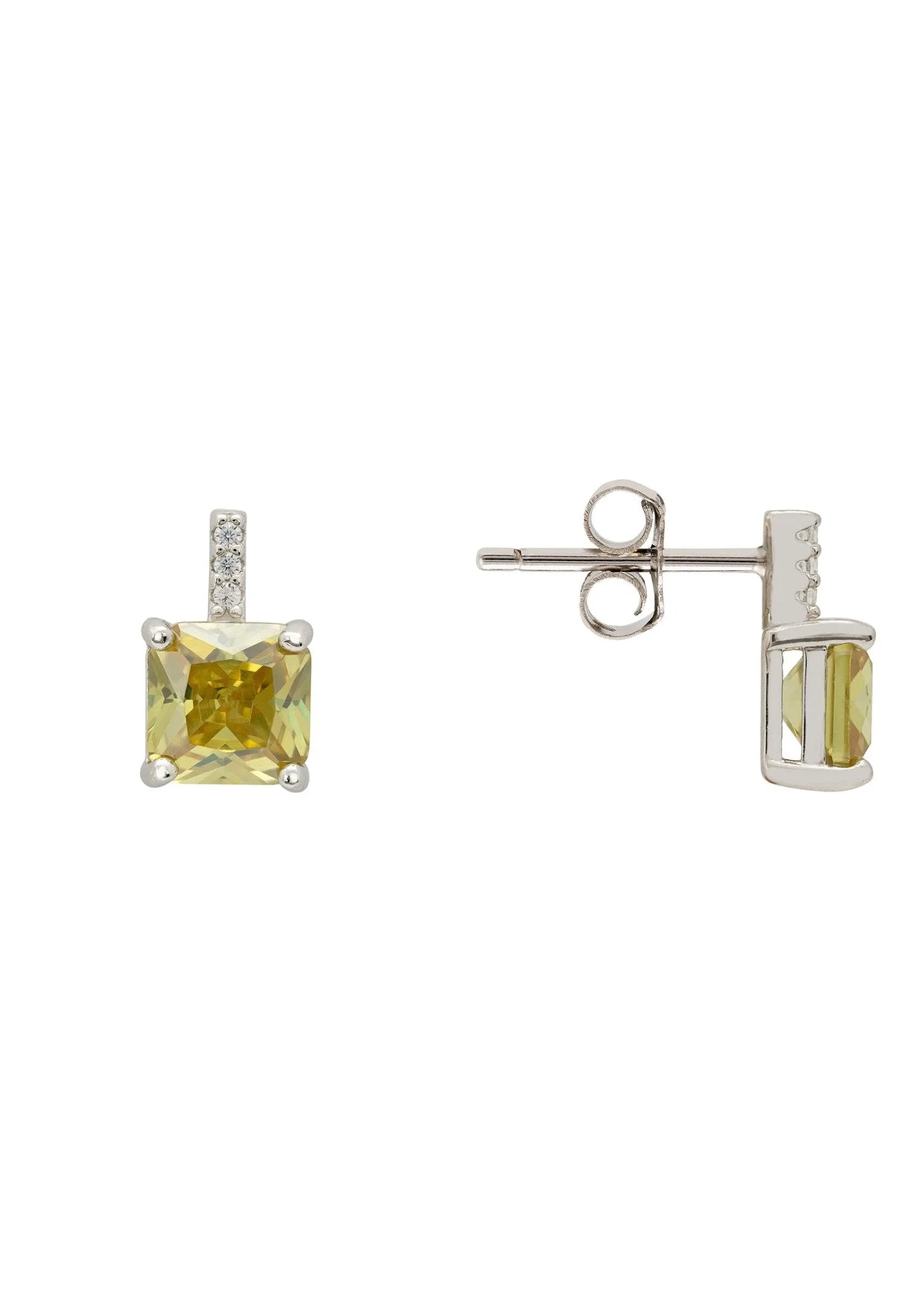 Aria Crystal Stud Earrings Peridot Green Silver