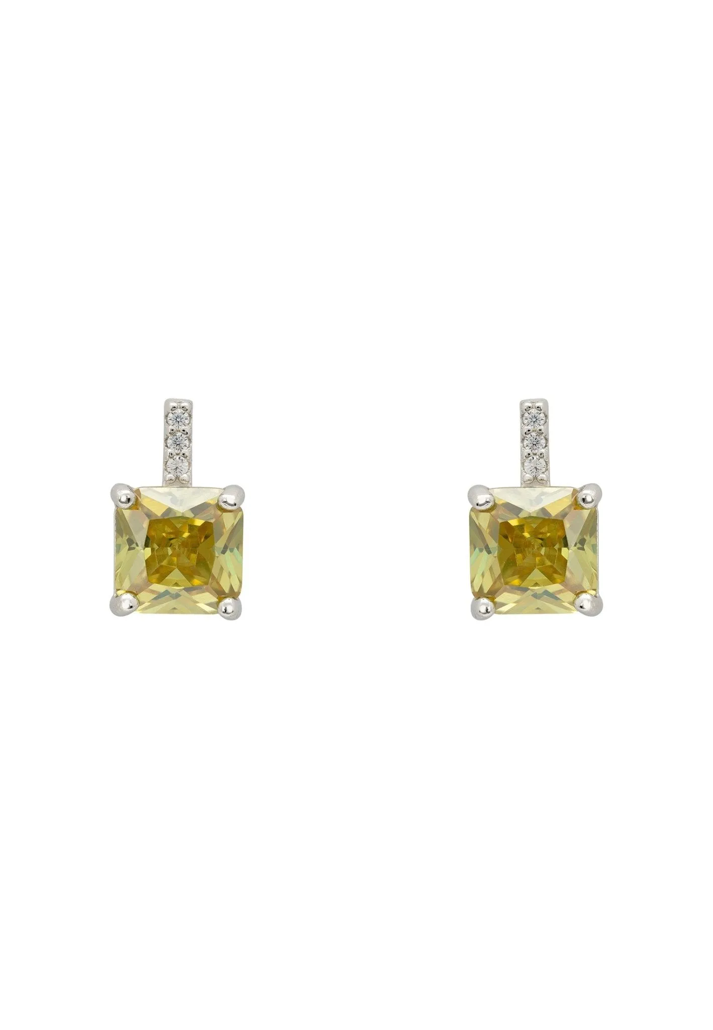 Aria Crystal Stud Earrings Peridot Green Silver