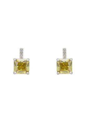 Aria Crystal Stud Earrings Peridot Green Silver