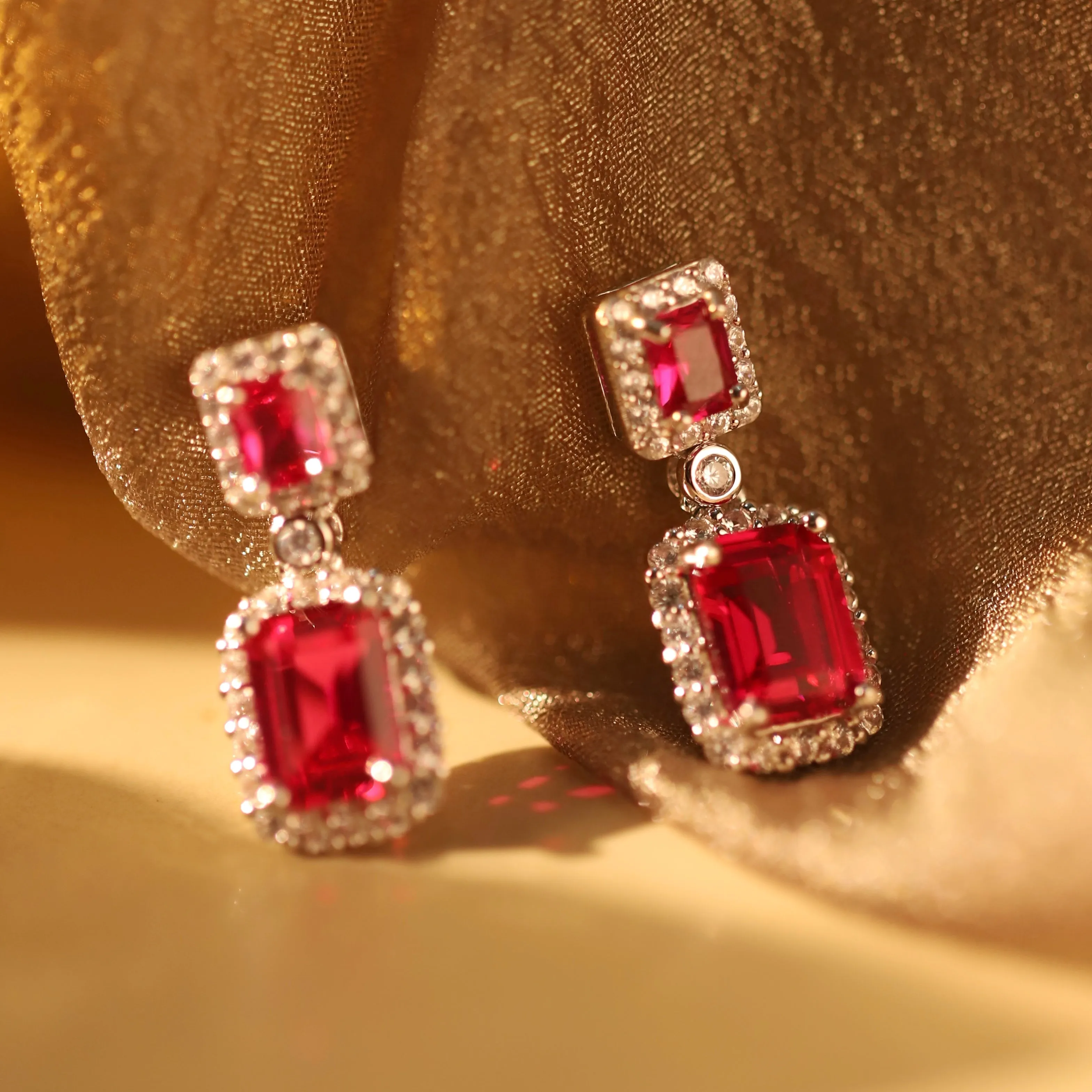 Aria Symmetrical Ruby Earrings