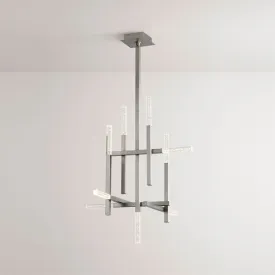 ATLANTIS 9 LIGHT LED CHANDELIER, SATIN NICKEL