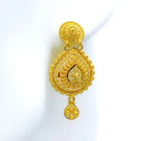 Elegant 22K Gold Floral Drop Earrings