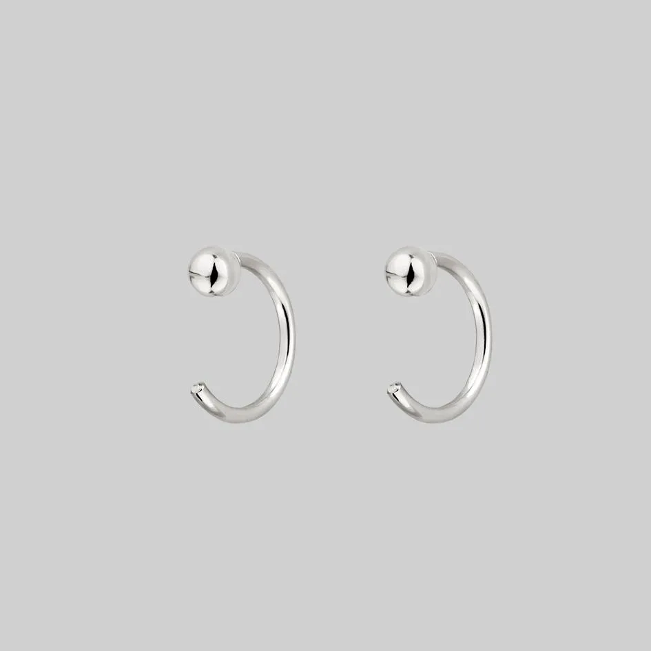 Ball Huggie Hoop Earrings - Silver