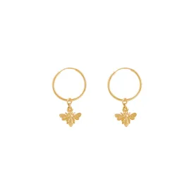 Bee Hoop Earrings - Gold