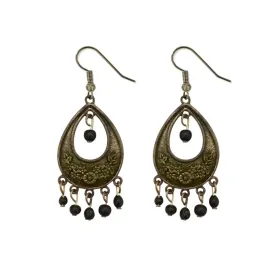 Bhavi Jewels Antique Gold Plated Black Beads Dangler Earrings