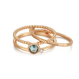 Blue Topaz Gold Triple Ring - Mystical