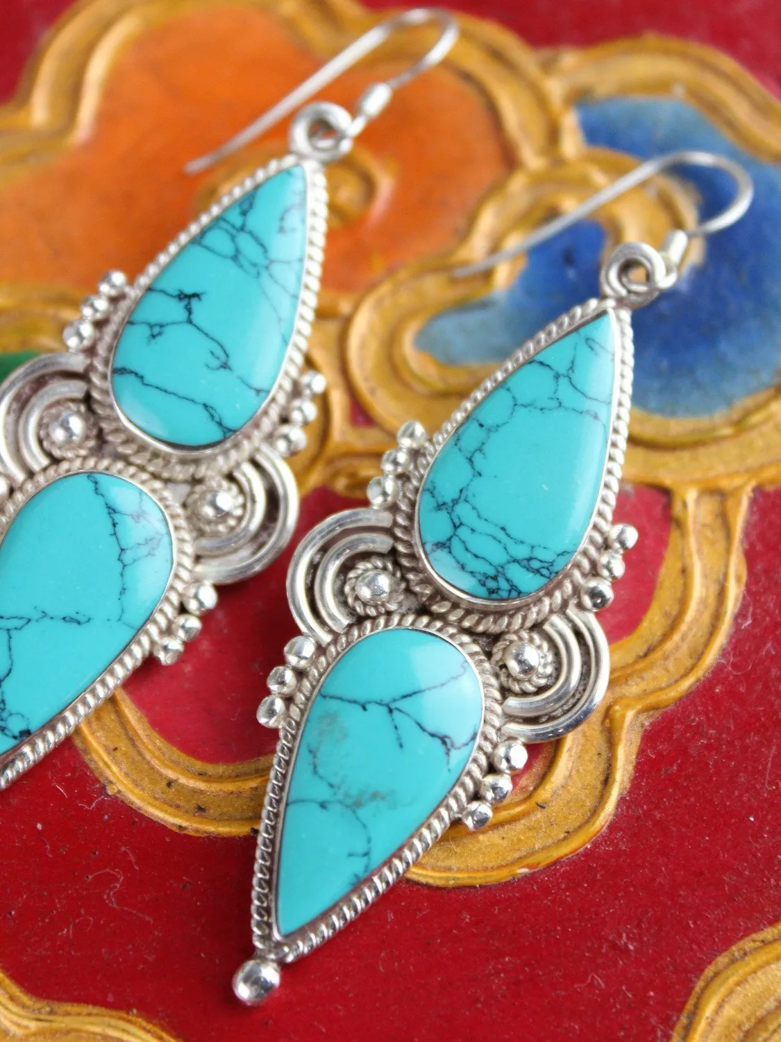 Bold Sterling Silver and Turquoise Earrings