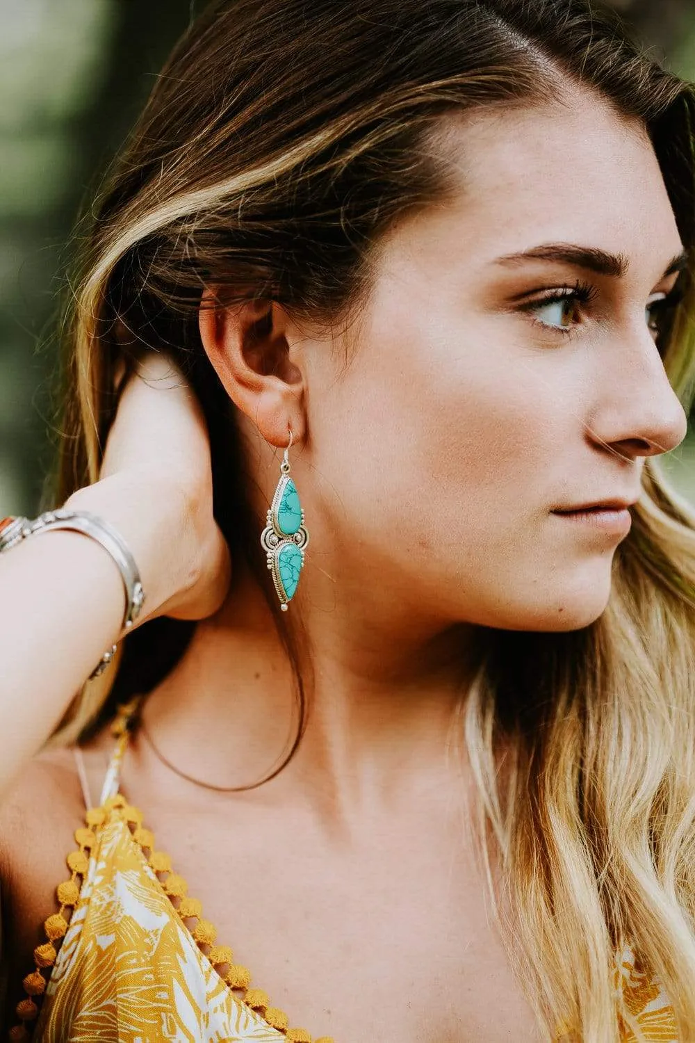 Bold Sterling Silver and Turquoise Earrings