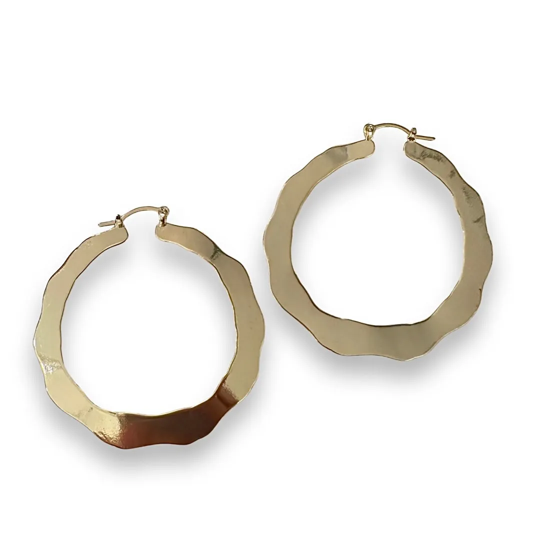 Brianna Gold Filled Flat Ripple Hoops