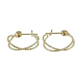 Cable Hoop 18K Gold Post Earrings