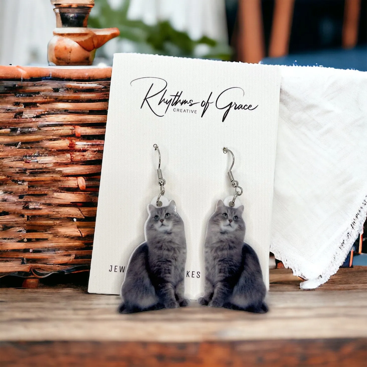 Cat Earrings - Cat Jewelry, Handmade Earrings, Handmade Jewelry, Animal Earrings, Cat Mom, Animal Jewelry, Kitty Earrings, Kitten, Feline