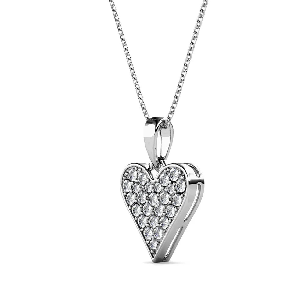 Cecilia 18 White Gold Plated Heart / Spade Necklace with Crystals