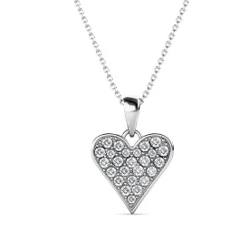 Cecilia 18 White Gold Plated Heart / Spade Necklace with Crystals