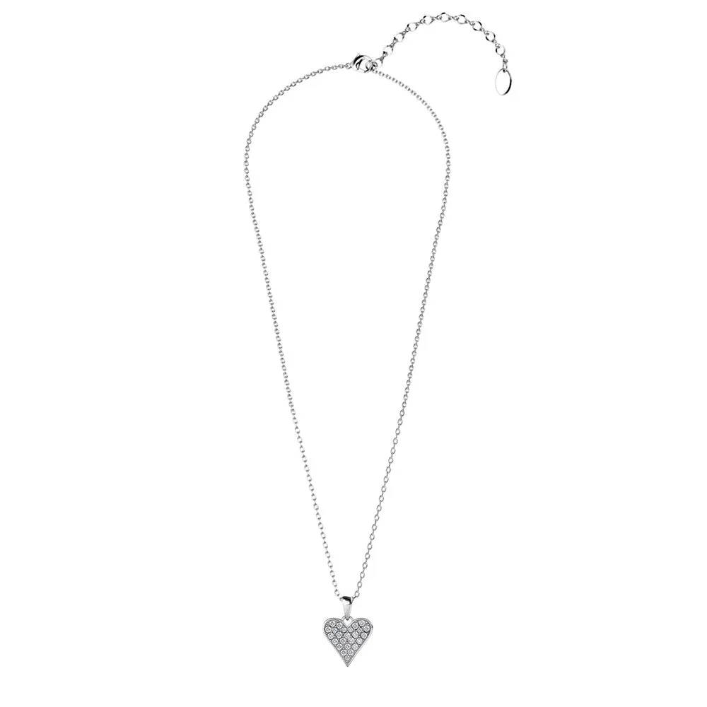 Cecilia 18 White Gold Plated Heart / Spade Necklace with Crystals