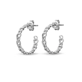 Chain link hoop stud earrings Silver