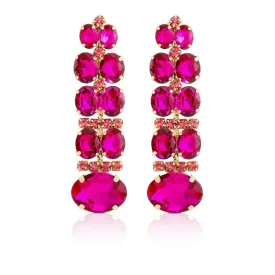 Cherie Rhinestone Drop Earrings (Pink)