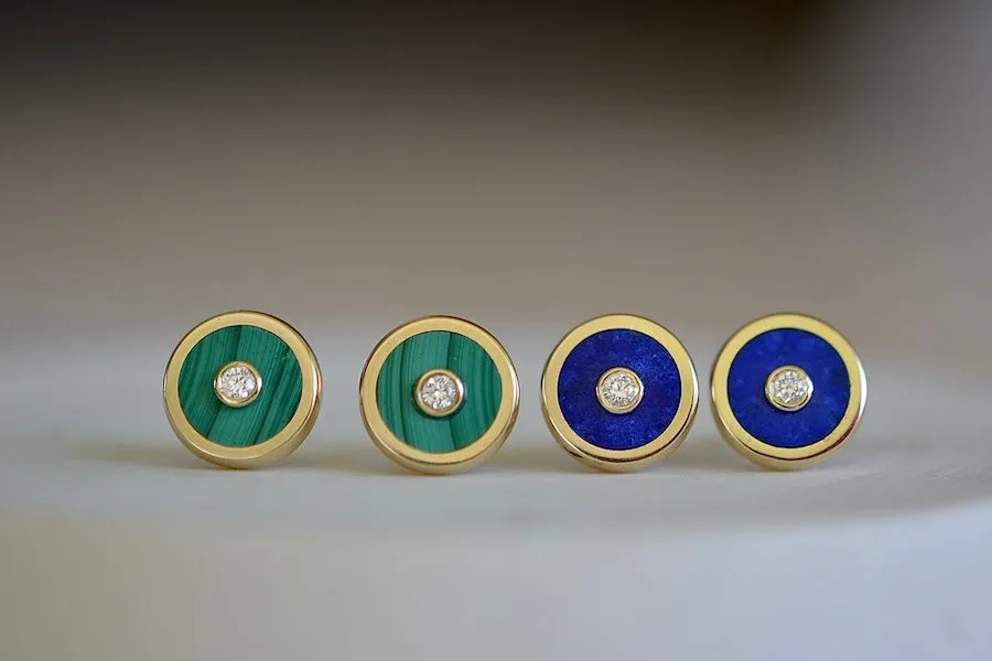 Compass Stud Earrings in Lapis