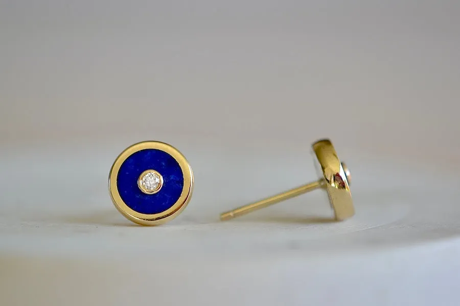 Compass Stud Earrings in Lapis