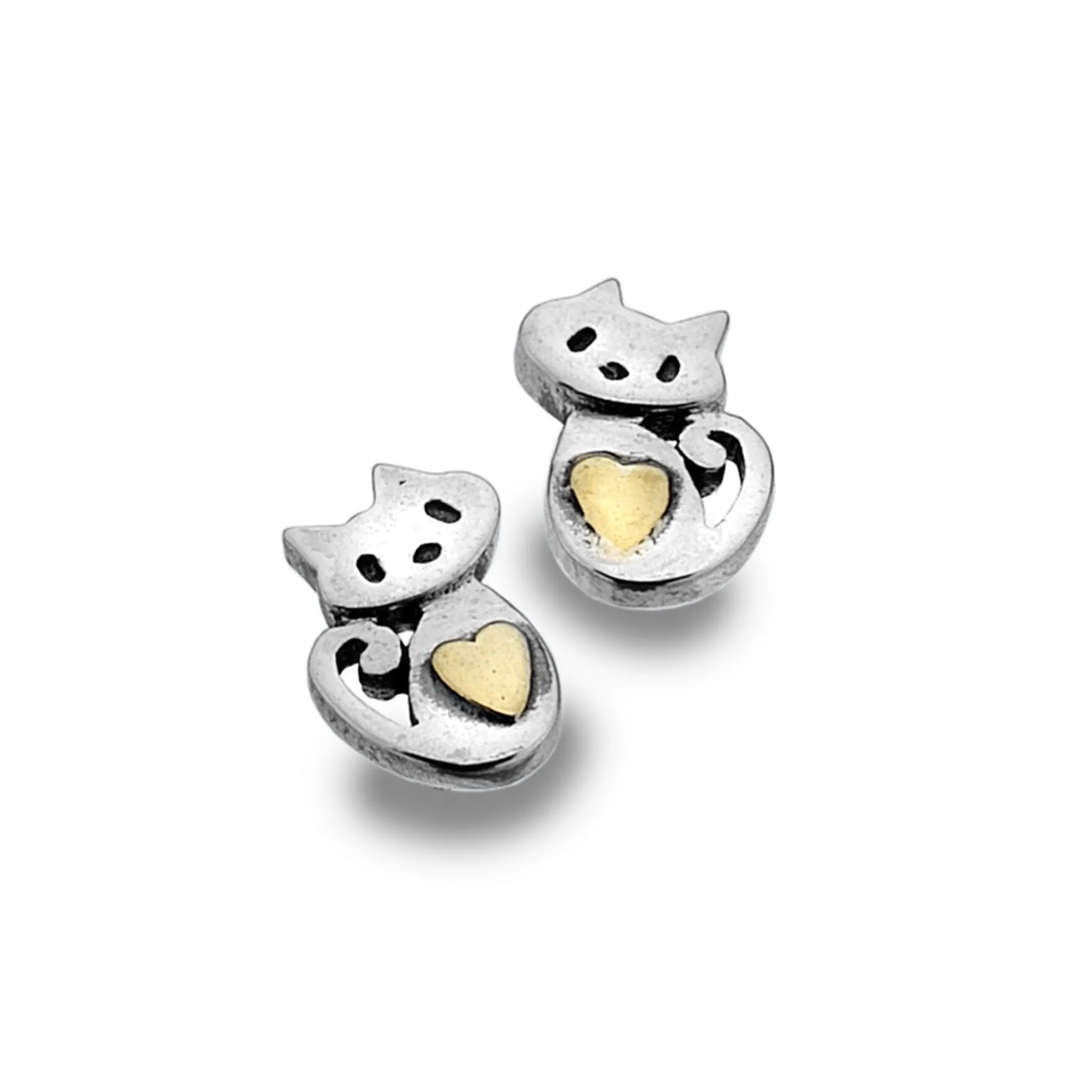 Cute kitten heart studs