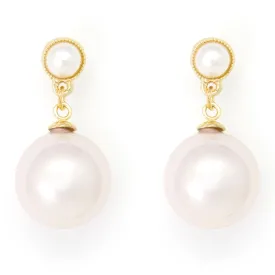 Dainty pink pearl drop earrings