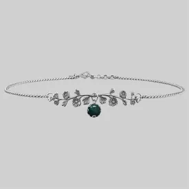 DARK BLOOM. Green Moss Choker - Silver