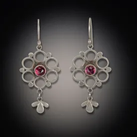 Delicate Garnet Mandala Earrings