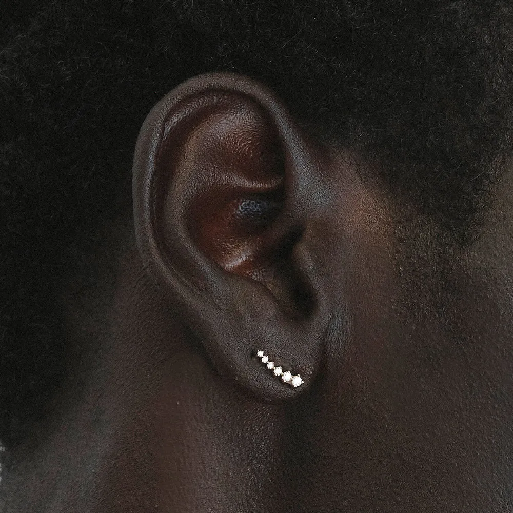 Diamond Climber Stud Earrings in 10k Gold