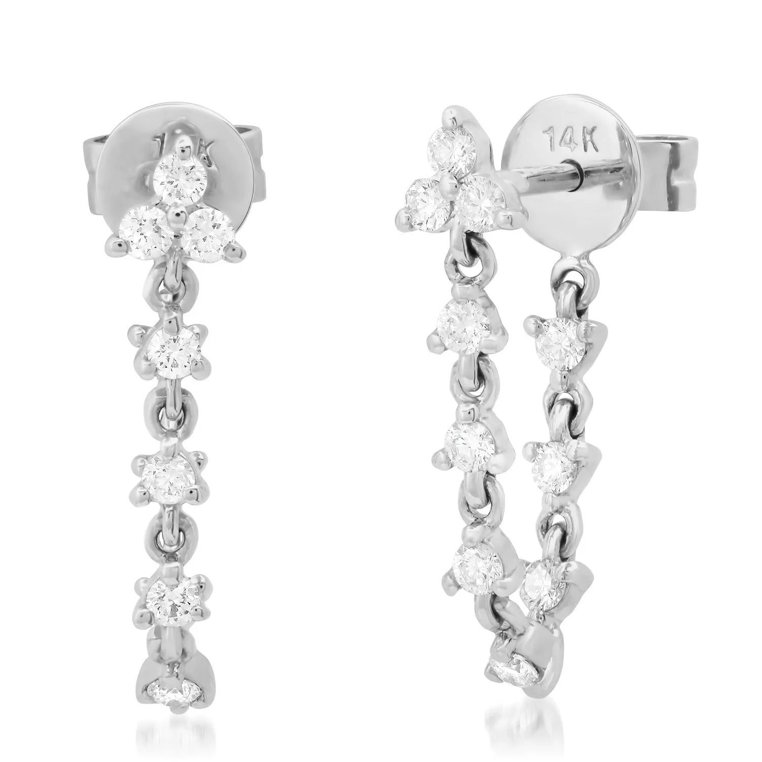 Diamond Trio Wrap Chain Stud Earrings