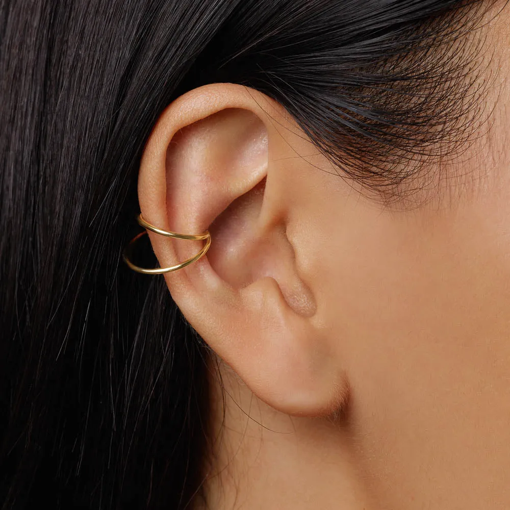 Double Band Single Ear Cuff in 10k Gold