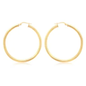 Duo Solid 9ct Yellow Gold Classic Hoops (35mm)