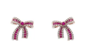 Earrings Ribbons 18kt Gold Rubies & Diamonds