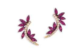 Earrings Wild Look at Me 0.23cts Diamonds & Pink Sapphires 18kt Yellow Gold