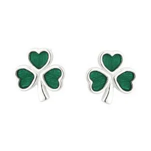 Enamel Shamrock Stud Earrings